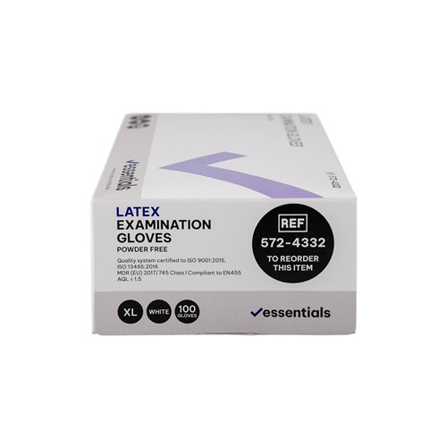 HSE-5724332-C - Essentials Latex Exam Gloves Powder Free XL Carton 10 x 100