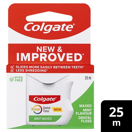 CG-1221707N - Colgate Total Mint Waxed Durable Dental Floss 25m x 6
