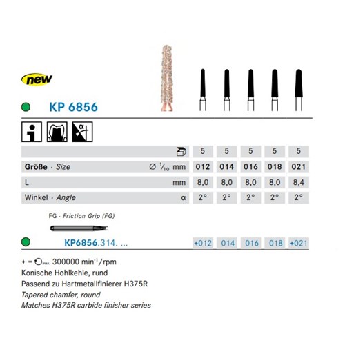 DKP6856314018X5 DIAO Diamond Bur FG #KP6856-018 Round Short Taper Chamfer