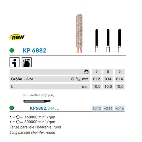 DKP6882314014X5 DIAO Diamond Bur FG #KP6882-014 Long Parallel Chamfer Round 